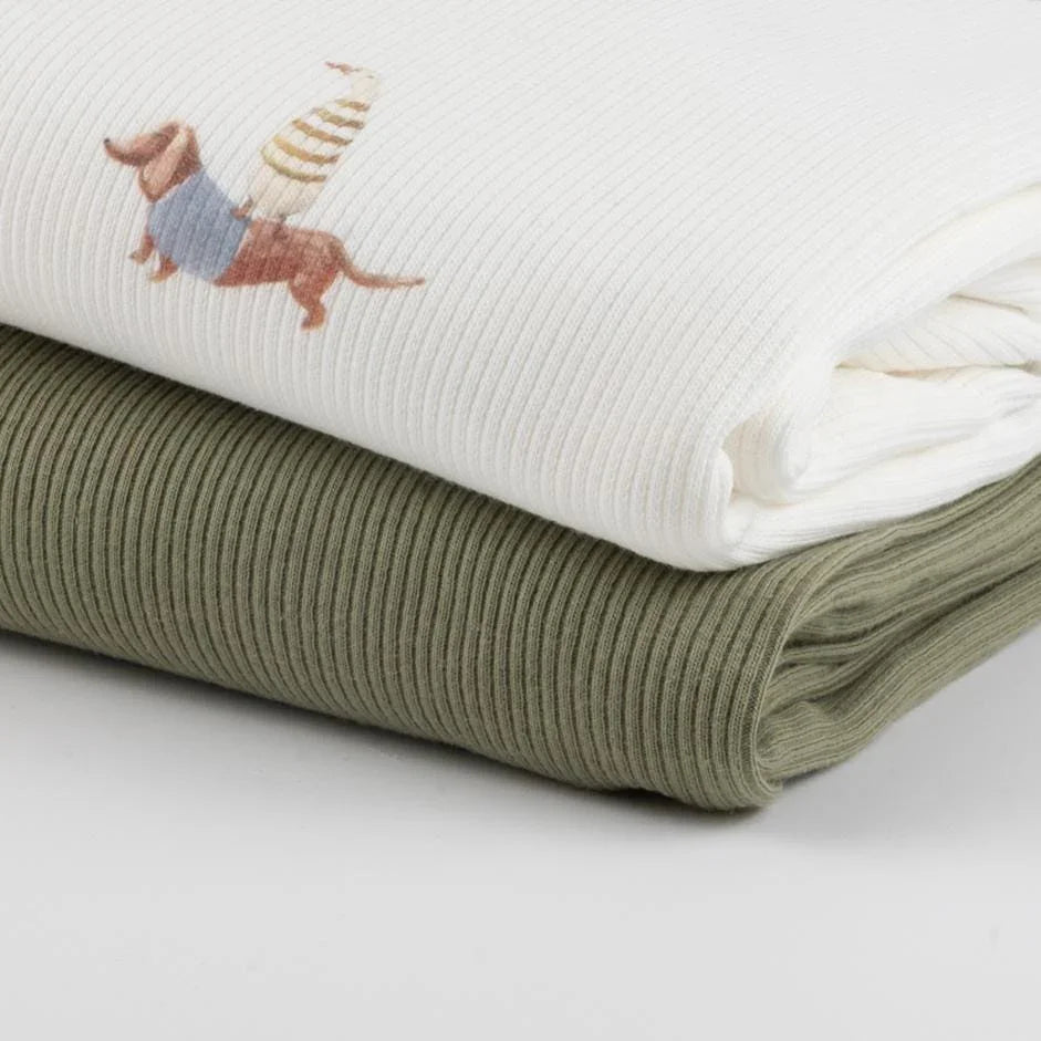 Rippjersey Dackel mit Ente von Family Fabrics - Stoff bei elli&else