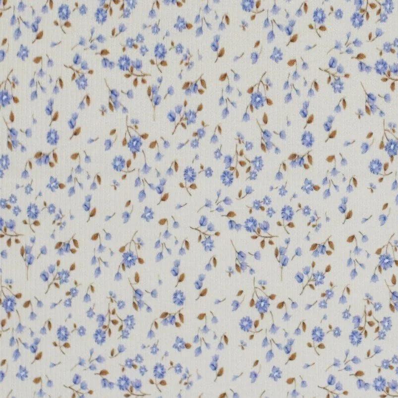 Rippjersey Miniblumen blau Meterware - elli&else