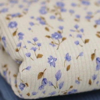 Rippjersey Miniblumen blau Meterware - elli&else