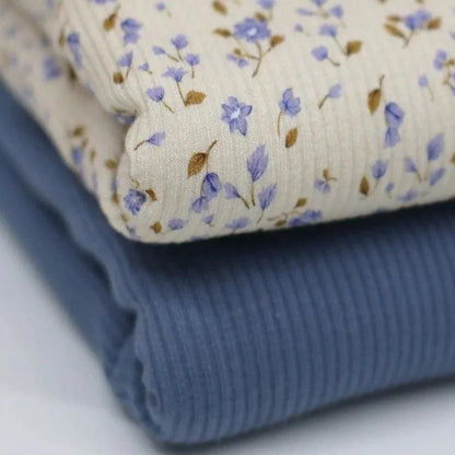Rippjersey Miniblumen blau Meterware - elli&else