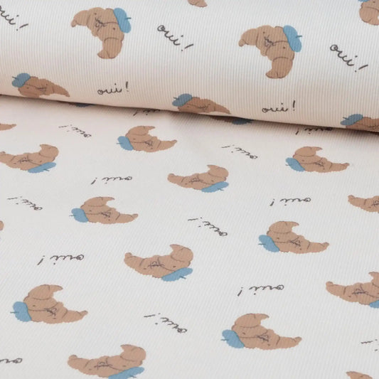 Rippjersey Mr. Croissant von Family Fabrics - Stoff bei elli&else