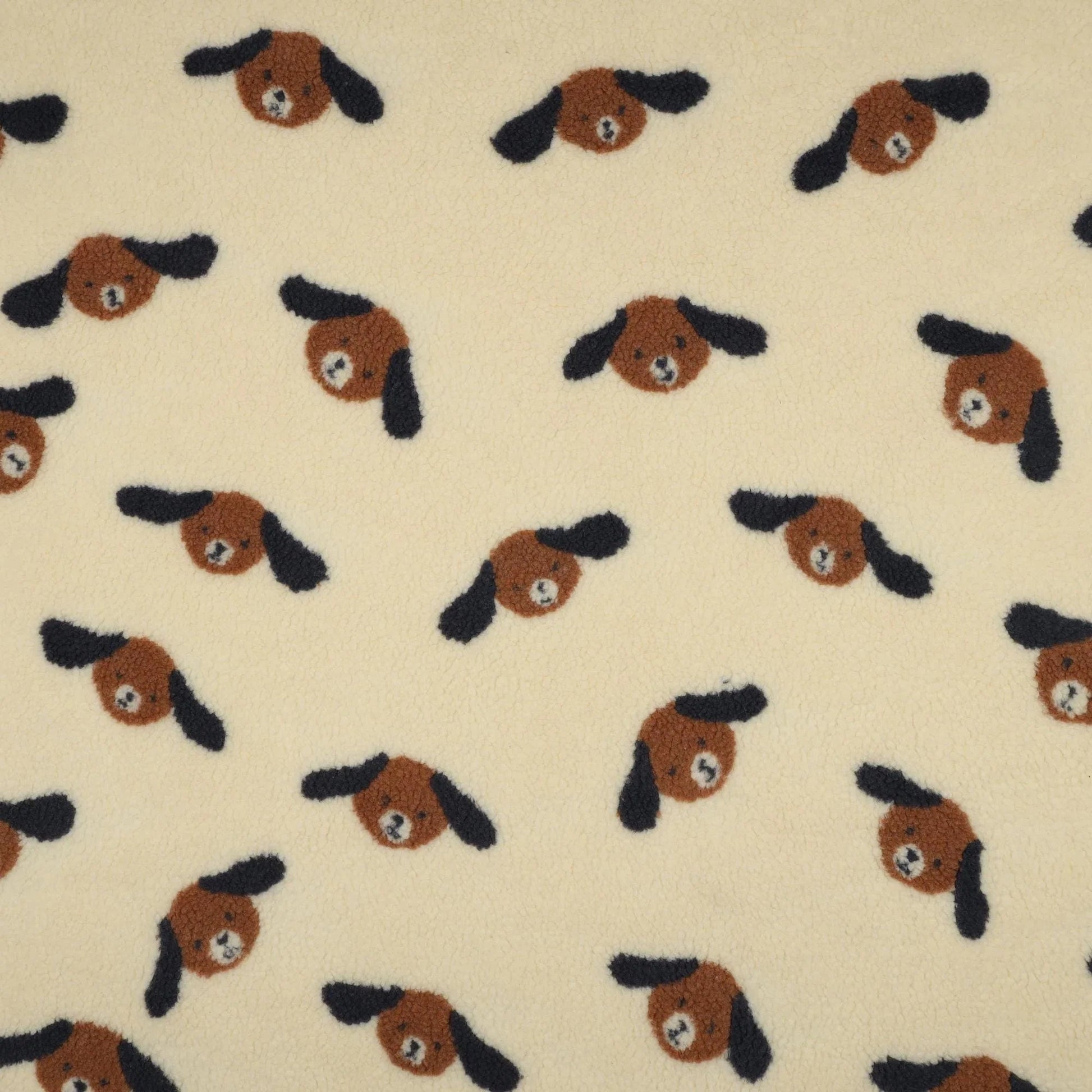 Teddy Stoff creme weiß mit Hunden Meterware - elli&else