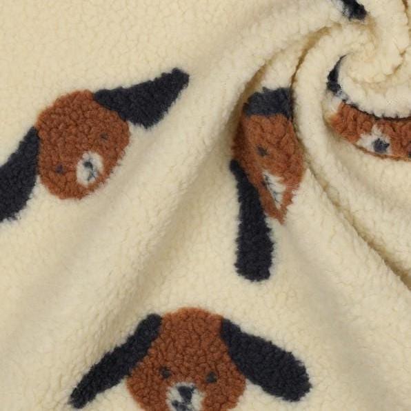 Teddy Stoff creme weiß mit Hunden Meterware - elli&else