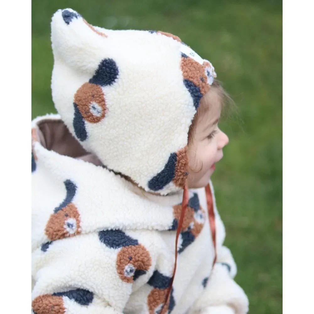 Teddy Stoff creme weiß mit Hunden Meterware - elli&else