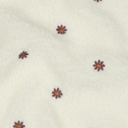 Teddy Stoff ecru mit gestickten Blumen Meterware - elli&else