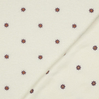 Teddy Stoff ecru mit gestickten Blumen Meterware - elli&else