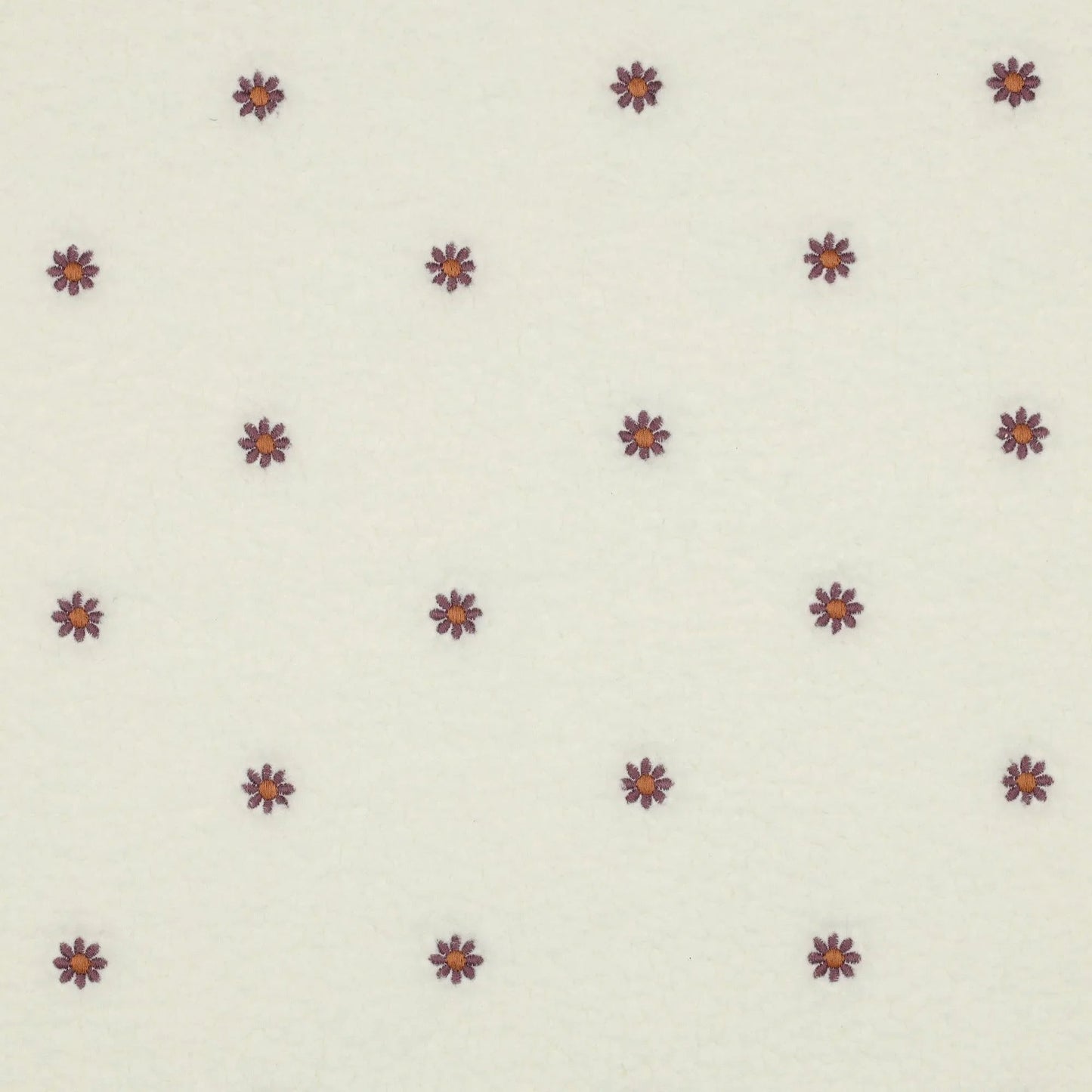 Teddy Stoff ecru mit gestickten Blumen Meterware - elli&else