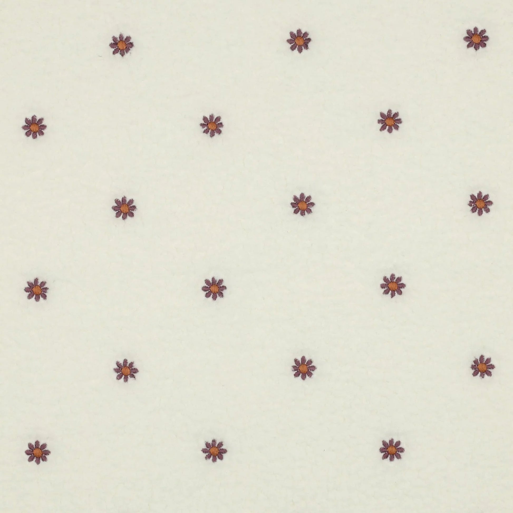 Teddy Stoff ecru mit gestickten Blumen Meterware - elli&else