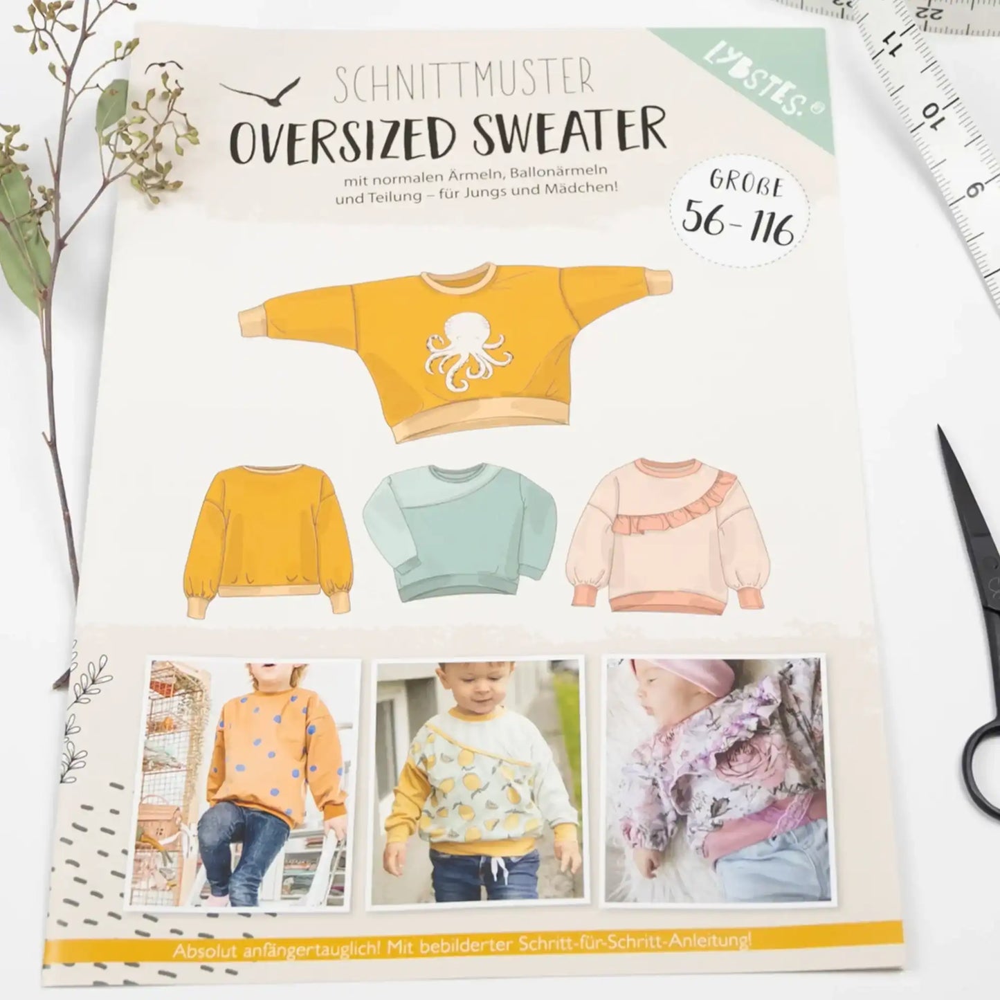 Schnittmuster Oversized Sweater klein Gr. 56-116 - Stoff bei elli&else
