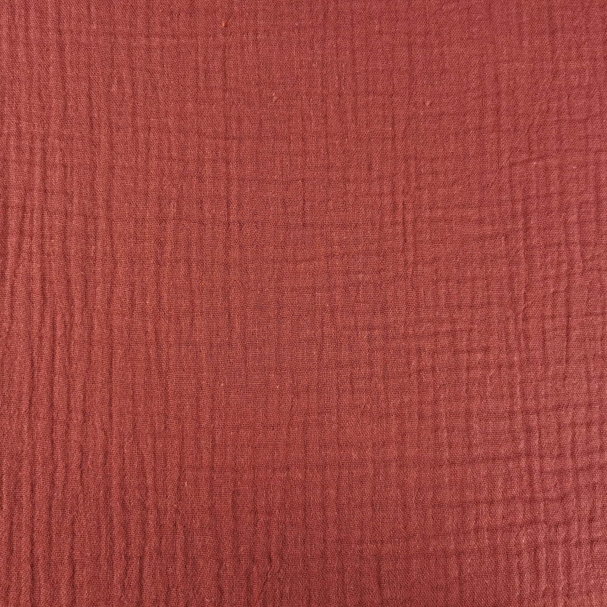 Musselin Double Gauze Meterware uni in verschiedenen Farben  (rosa, rot, altgrün, jenasblau)