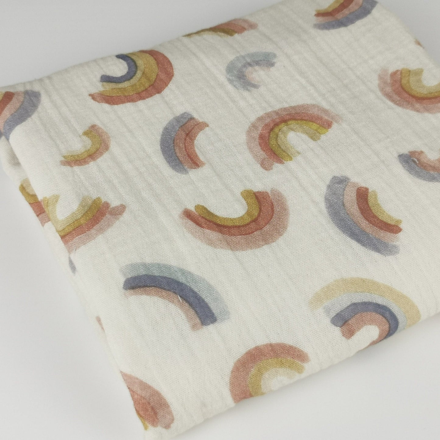 Musselin Stoff Double Gauze Meterware Regenbogen von Family Fabrics