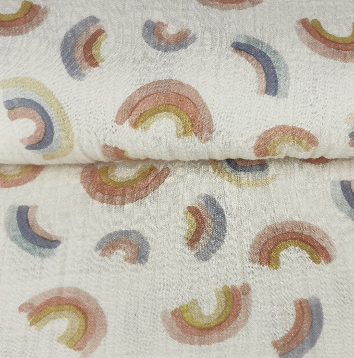 Musselin Stoff Double Gauze Meterware Regenbogen von Family Fabrics