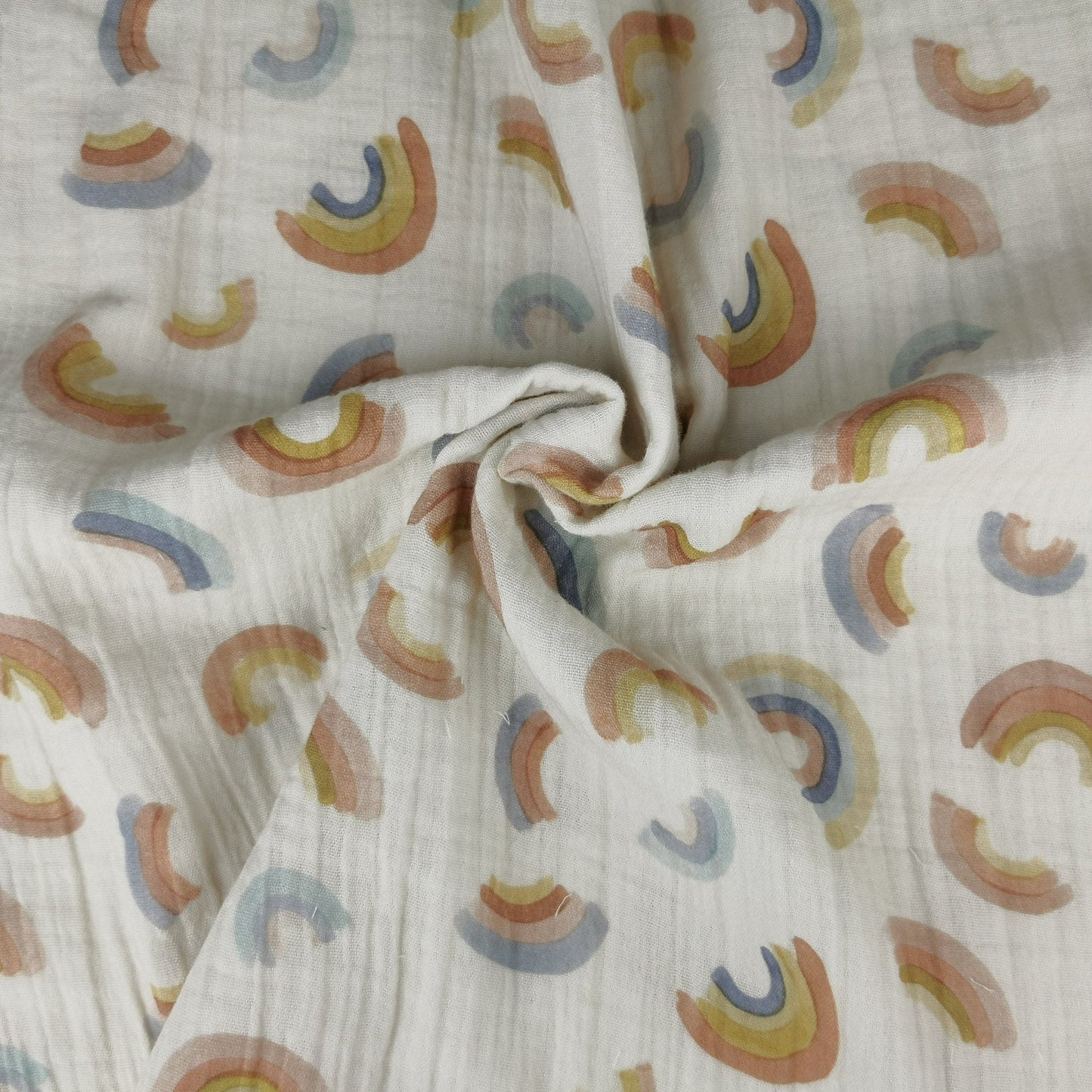 Musselin Stoff Double Gauze Meterware Regenbogen von Family Fabrics