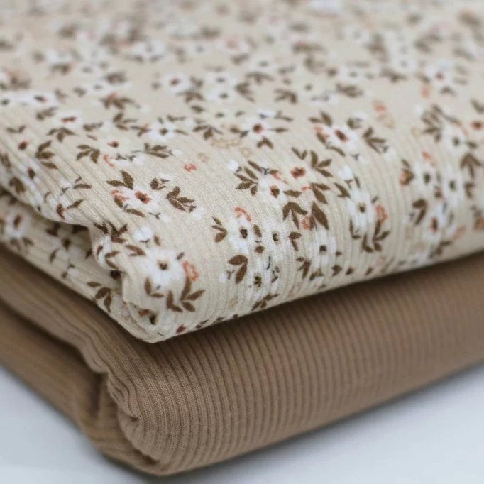 Rib Jersey Blumen beige