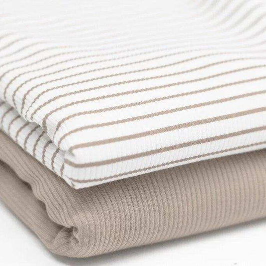 Rib Jersey Streifen beige - Stoff bei elli&else