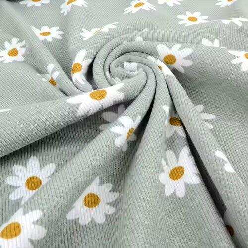 Bio Rib Jersey Daisy salbei von Tygdrömmar - Stoff bei elli&else