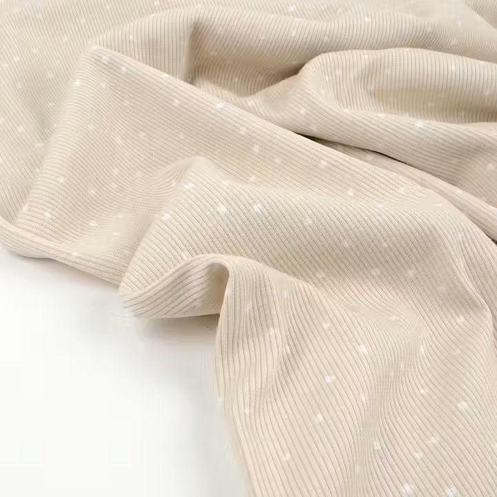 Bio Rib Jersey Konfetti Dots beige von Tygdrömmar - elli&else