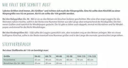 Schnittmuster Leggings Kinder Gr. 56-122 - elli&else