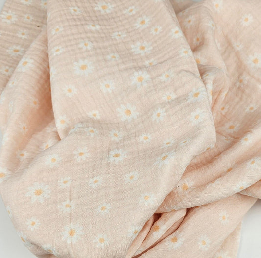 Musselin Gänseblümchen rosa von Family Fabrics